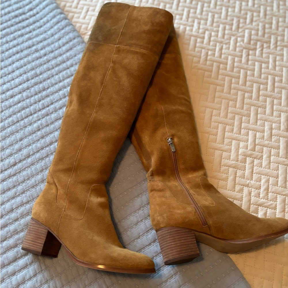 Marc Fisher Over the Knee Boots in Brown Suede